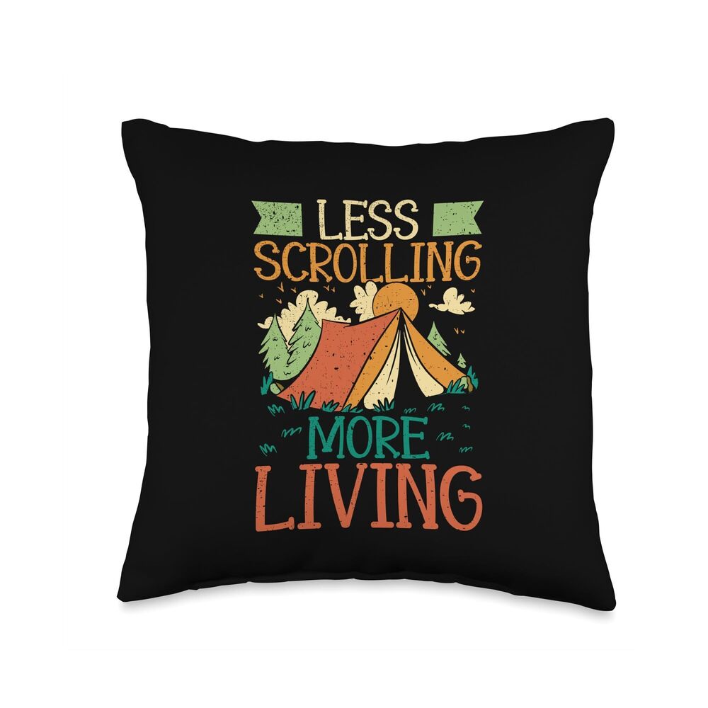 4514 Less Scrolling More Living Minimalism Throw Pillow, 16x16, Multicolor